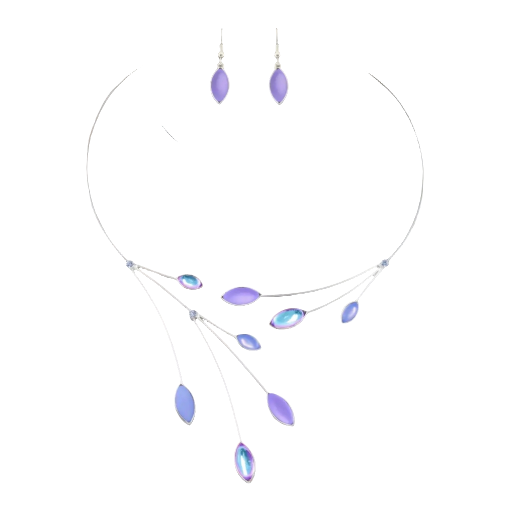 Pale Blue Lavender Hues Necklace Set