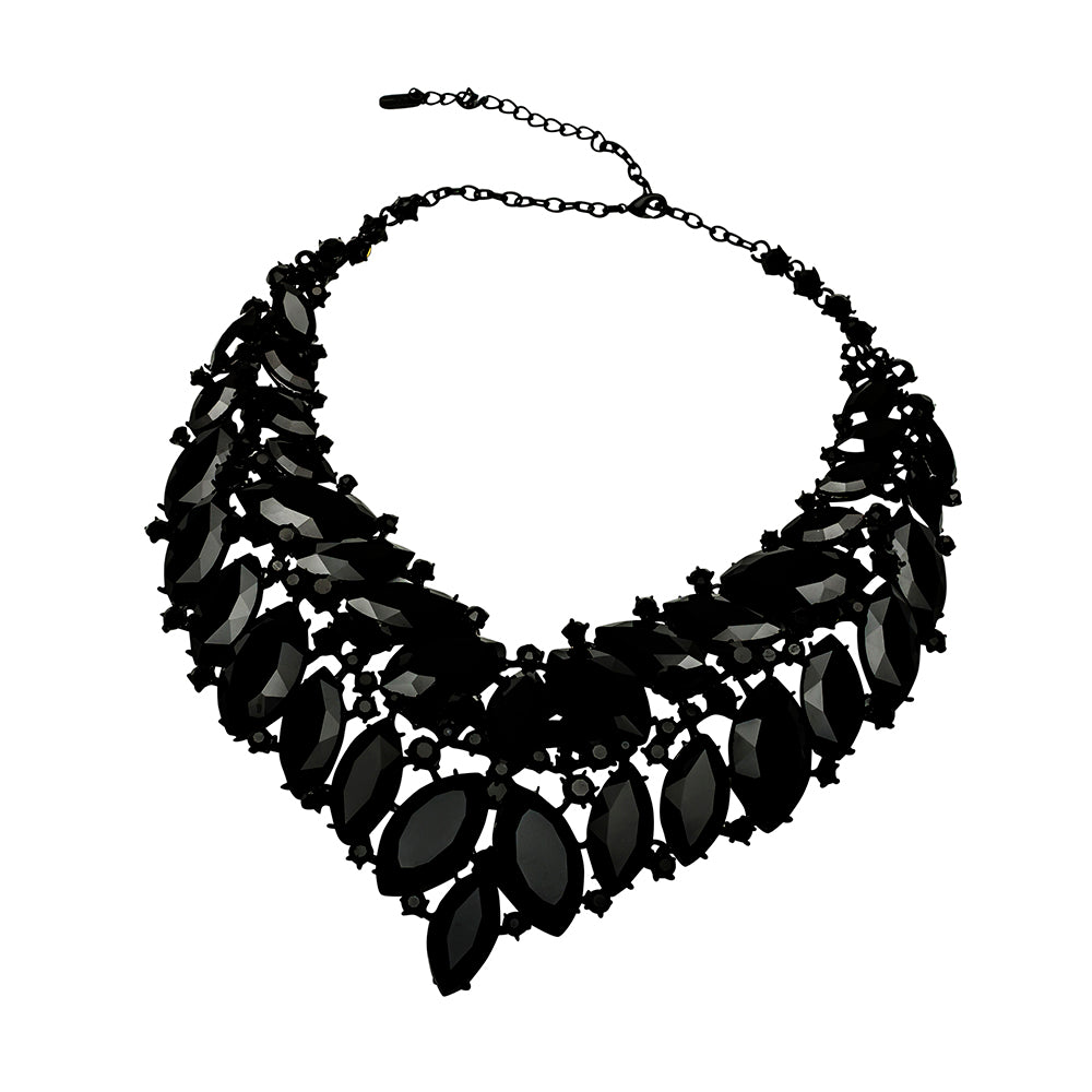 Black Crystal Necklace | Statement Jewelry | She She's Closet