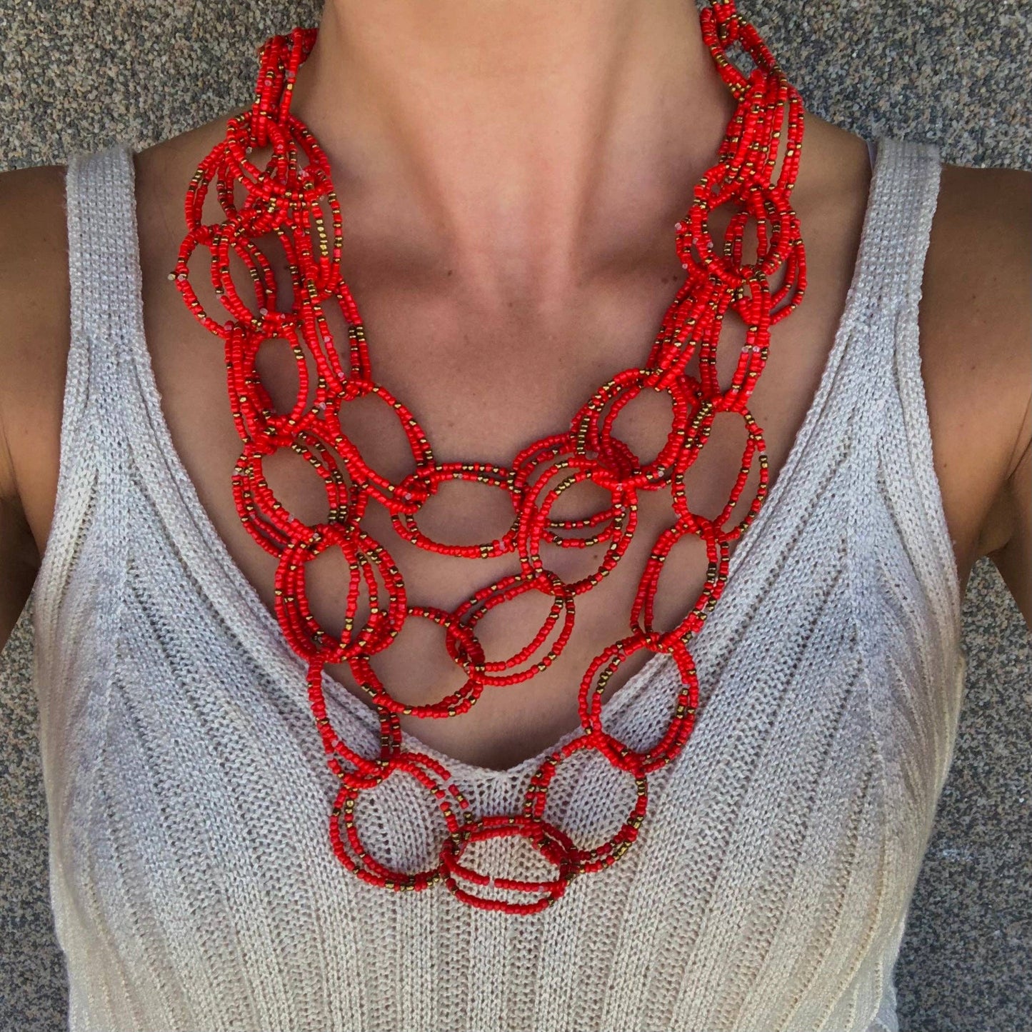 Collar Manhattan Rojo Red Link Necklace | Unique Jewelry | She She's Closet