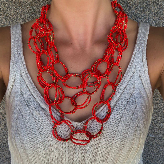 Collar Manhattan Rojo Red Link Necklace | Unique Jewelry | She She's Closet