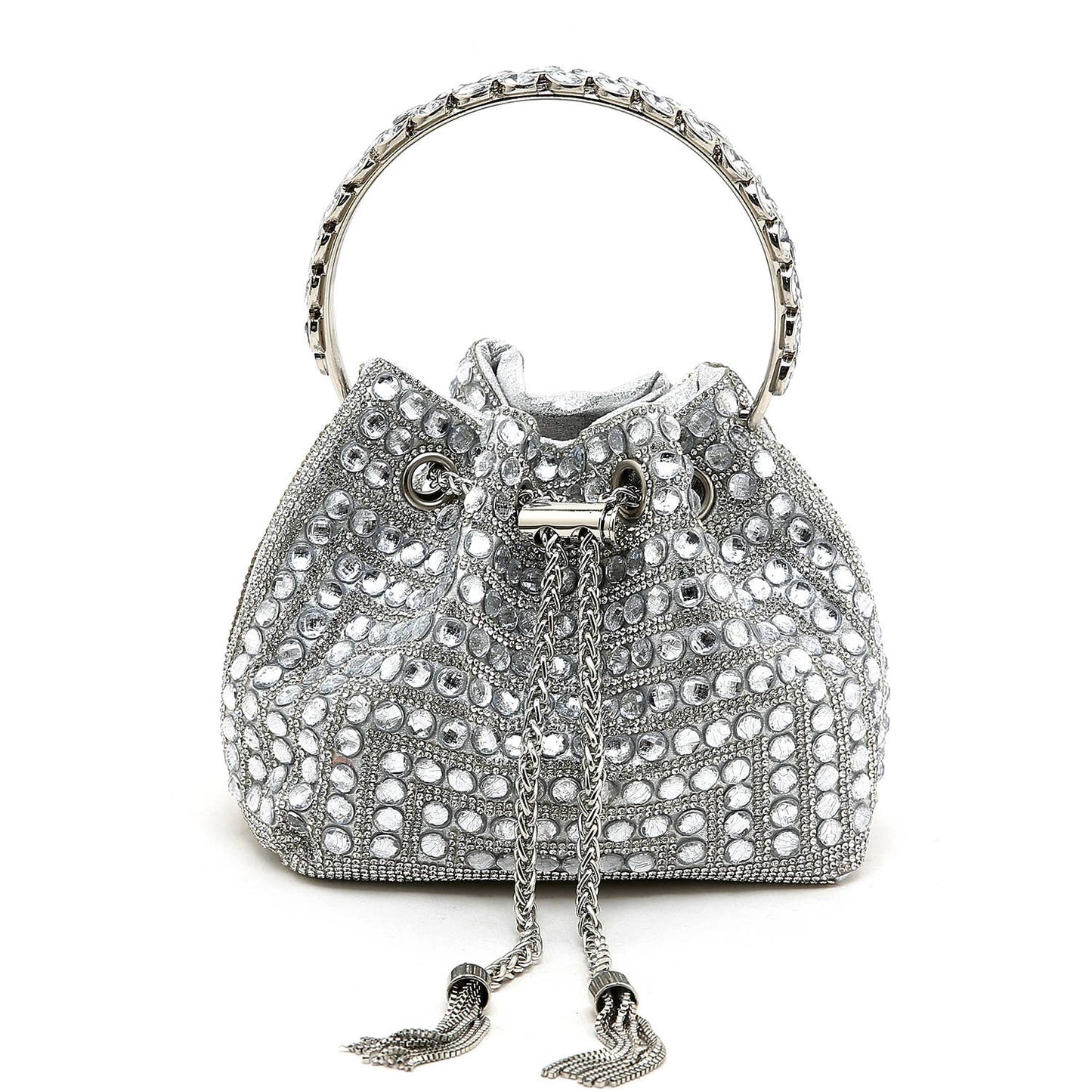 Petit Silver Crystal Bejeweled Evening Bag