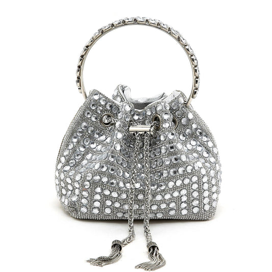 Petit Silver Crystal Bejeweled Evening Bag