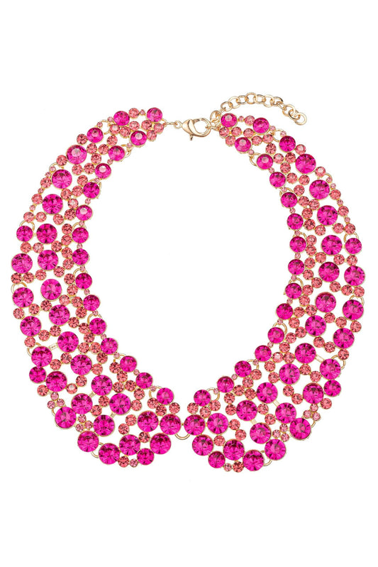 Diana Hot Pink Statement Necklace | Unique Crystal Collar | She She's Closet
