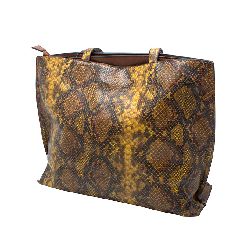 Vegan Leather Python Tote Bag
