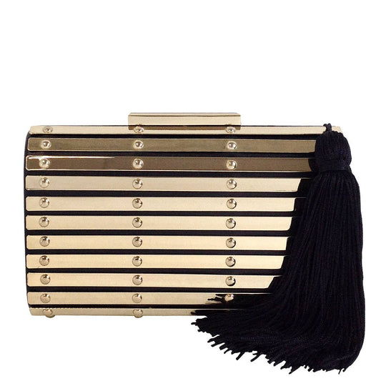 Gold Metal Ornaments Black Hard Case Tassel