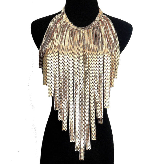 Gold Linked Metal Statement Chunky Necklace