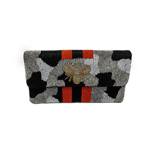 Bee Beaded Clutch Bag | Camouflaged Multi-Color | She She's Closet