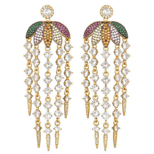 Bianca CZ Fringe Drop Earrings | Designer Jewelry | She She's Closet