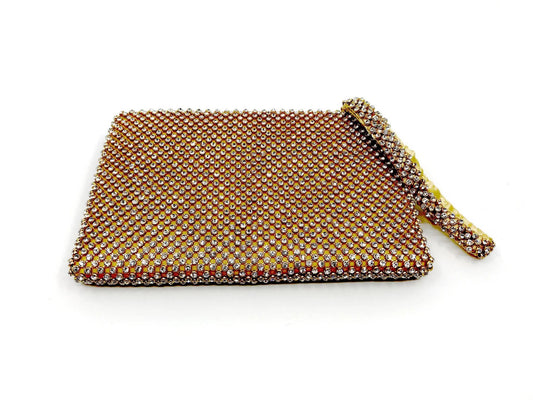 Gold Sparkle Crystal Wristlet Clutch