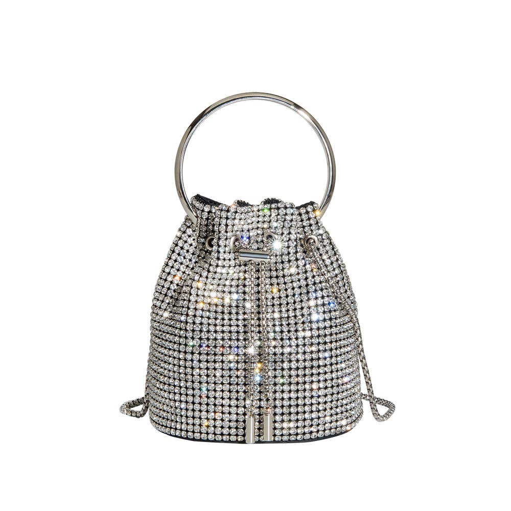 Kasee Small Crystal Top Handle Bag in Silver