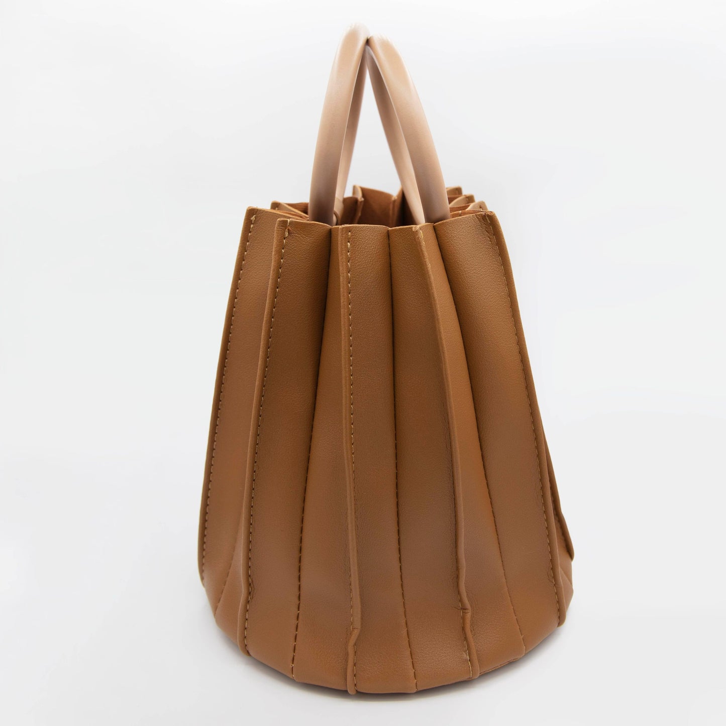 Dark Taupe Pleated Bucket Bag Beads | Stylish & Sophisticated | She She's Closet