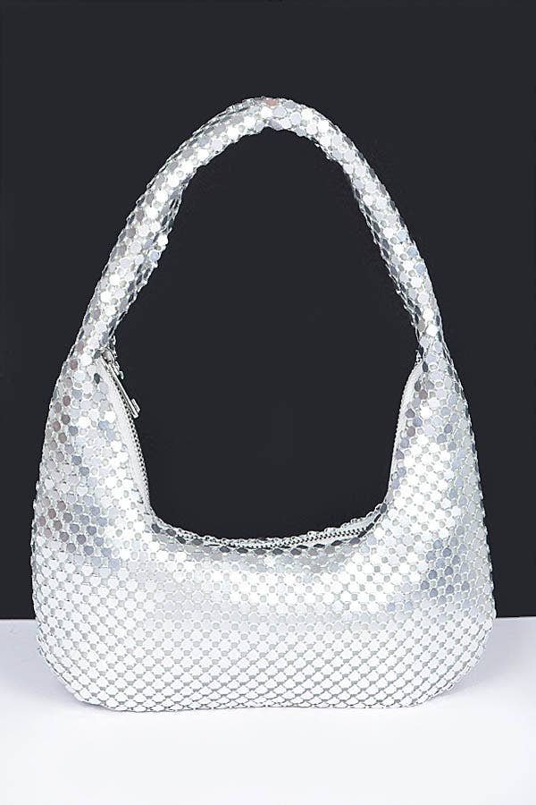 Silver Metal Mesh Shoulder Bag