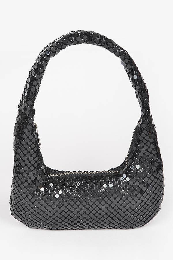 Black Metal Mesh Evening Bag | Chic Accessories | She She's Closet
