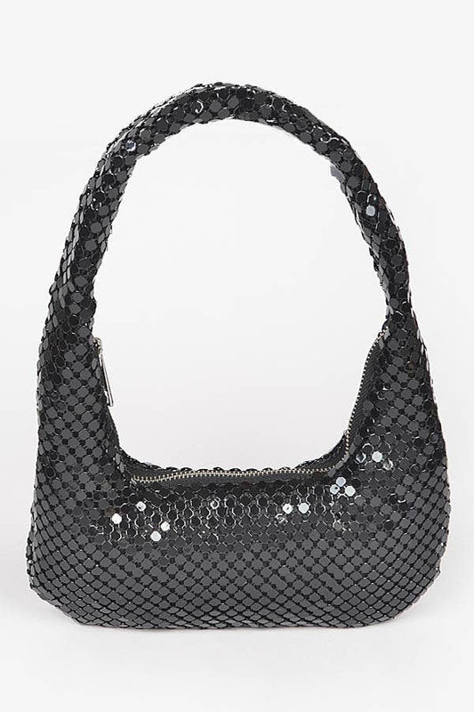 Black Metal Mesh Evening Bag | Chic Accessories | She She's Closet