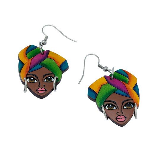 Black Girl Headwrap Earrings | Handcrafted & Unique | She She's Closet