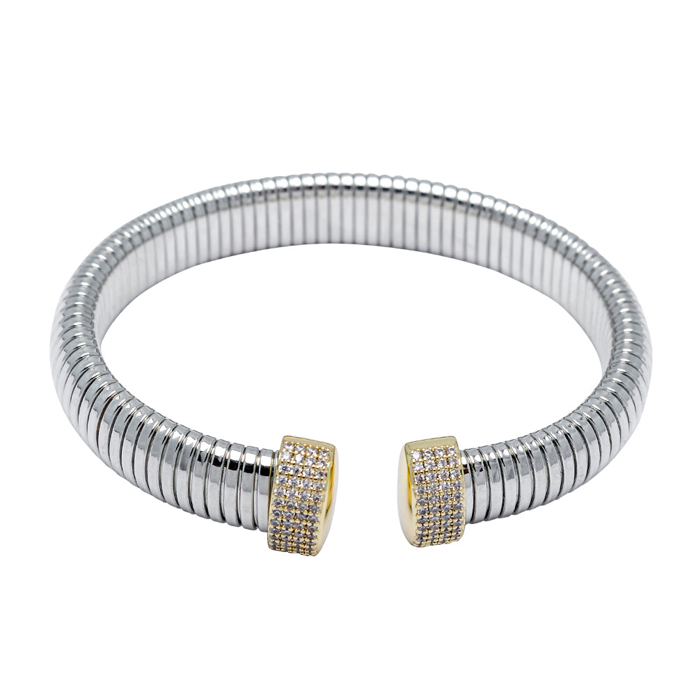 Silver Cuff Bracelet with sparkled ends