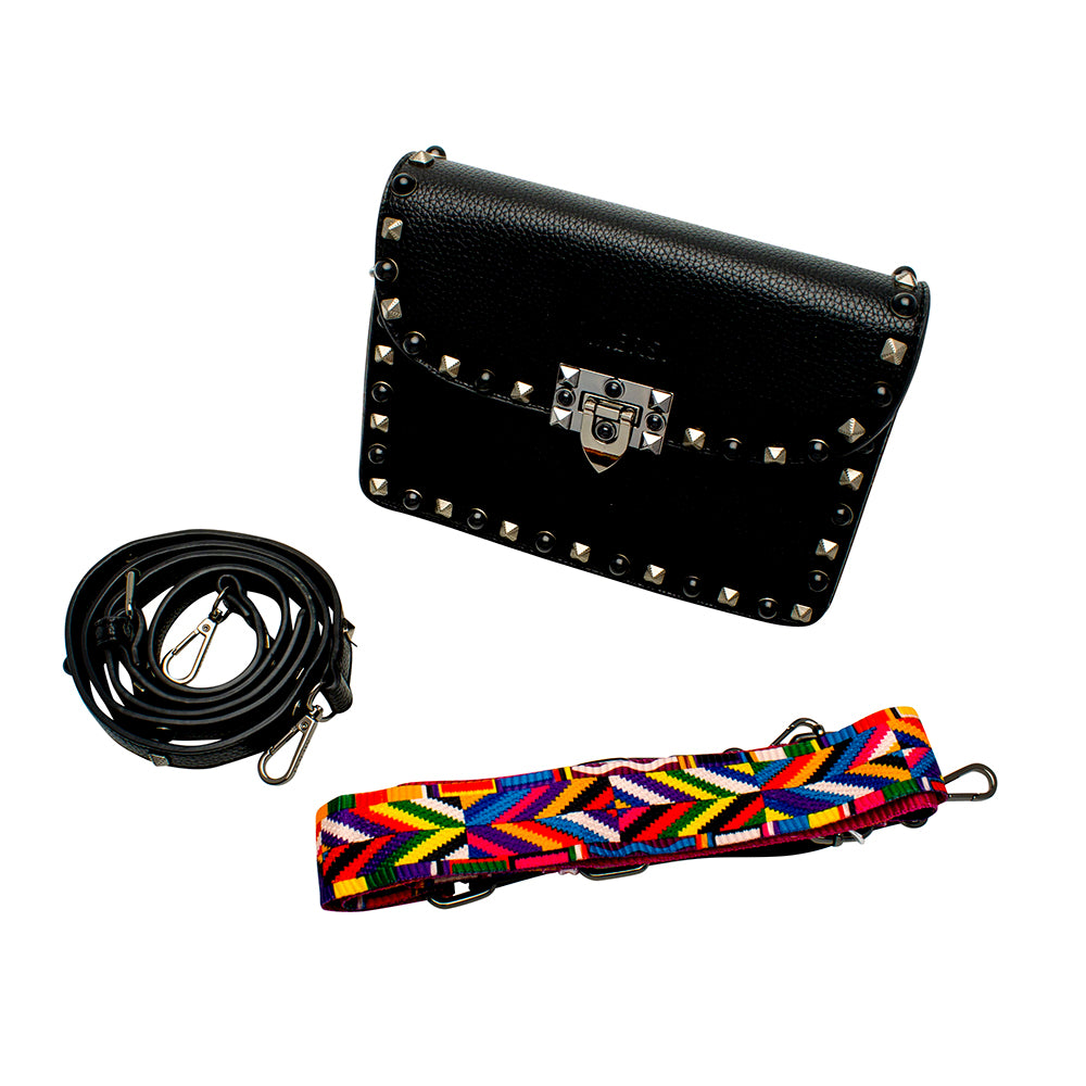 Black Studded Clutch Bag | Vegan Leather | She She's Closet