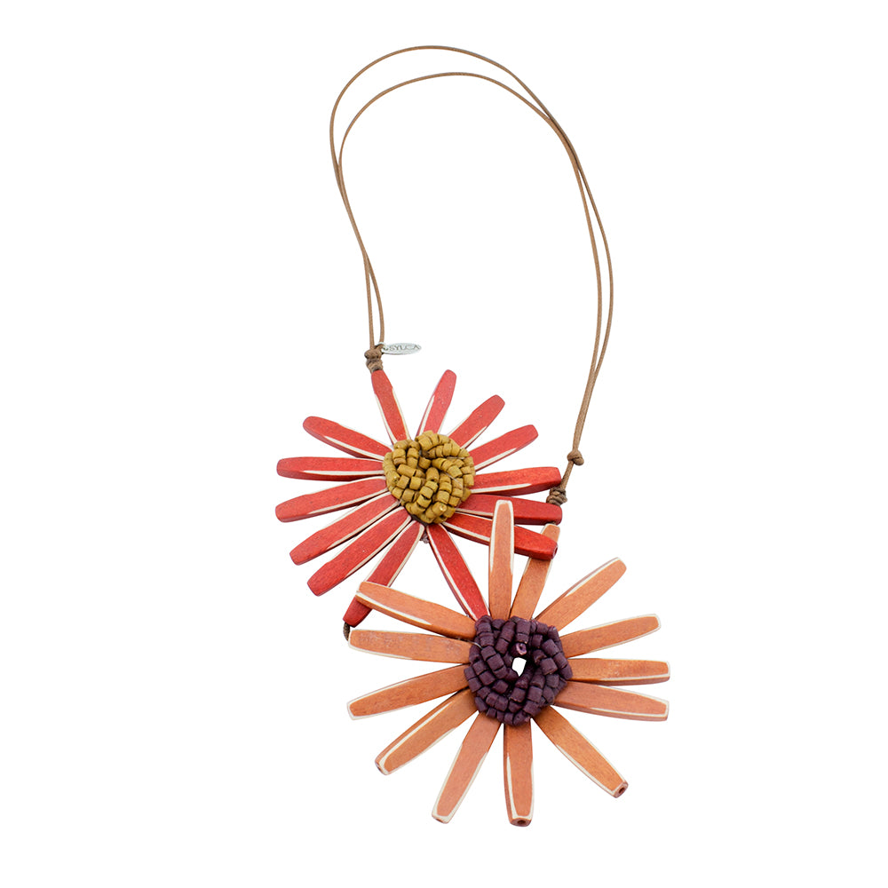 Orange Flower Design Necklace