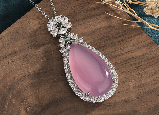 Big Pink Drop Jade Necklace | Designer Jewelry | She She's Closet