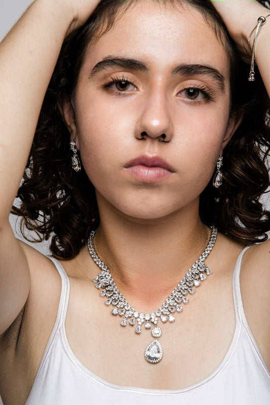 Cubic Zirconia Teardrop Necklace Set | Elegant Jewelry | She She's Closet