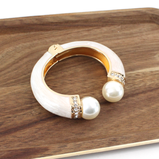 Pearl Rhinestone Cuff Bangle