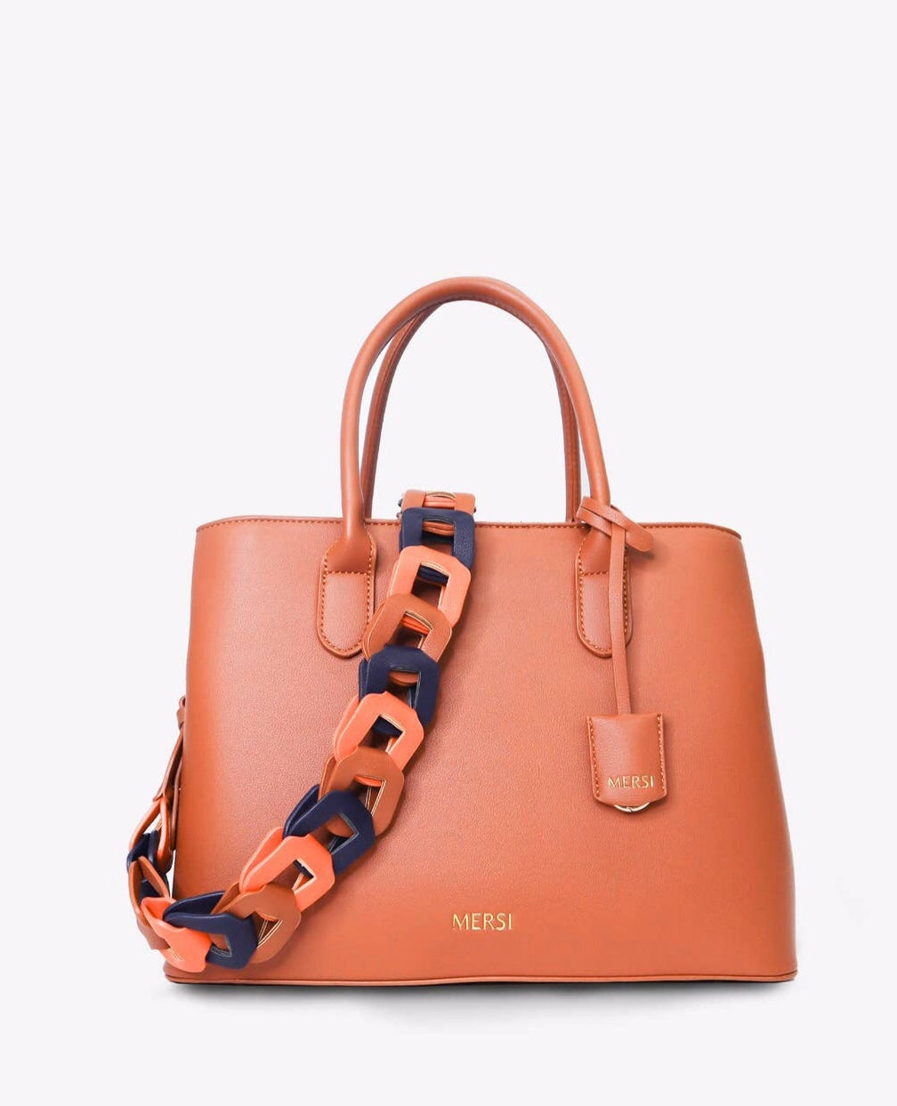 Megan Satchel Cognac Trio Strap