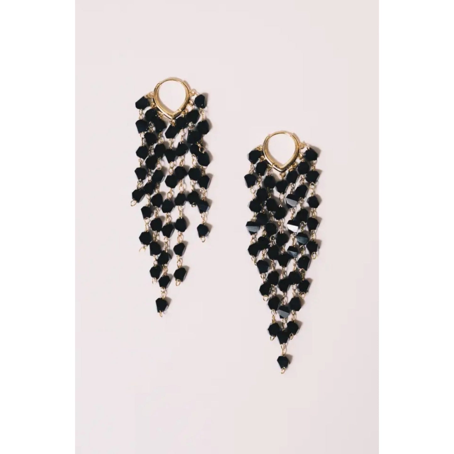 Jet Black Crystal Dangle Earrings