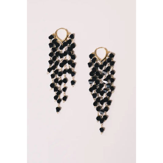 Jet Black Crystal Dangle Earrings