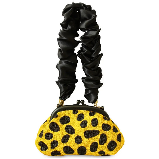 Handcrafted Beaded Yellow & Black Clutch Bag