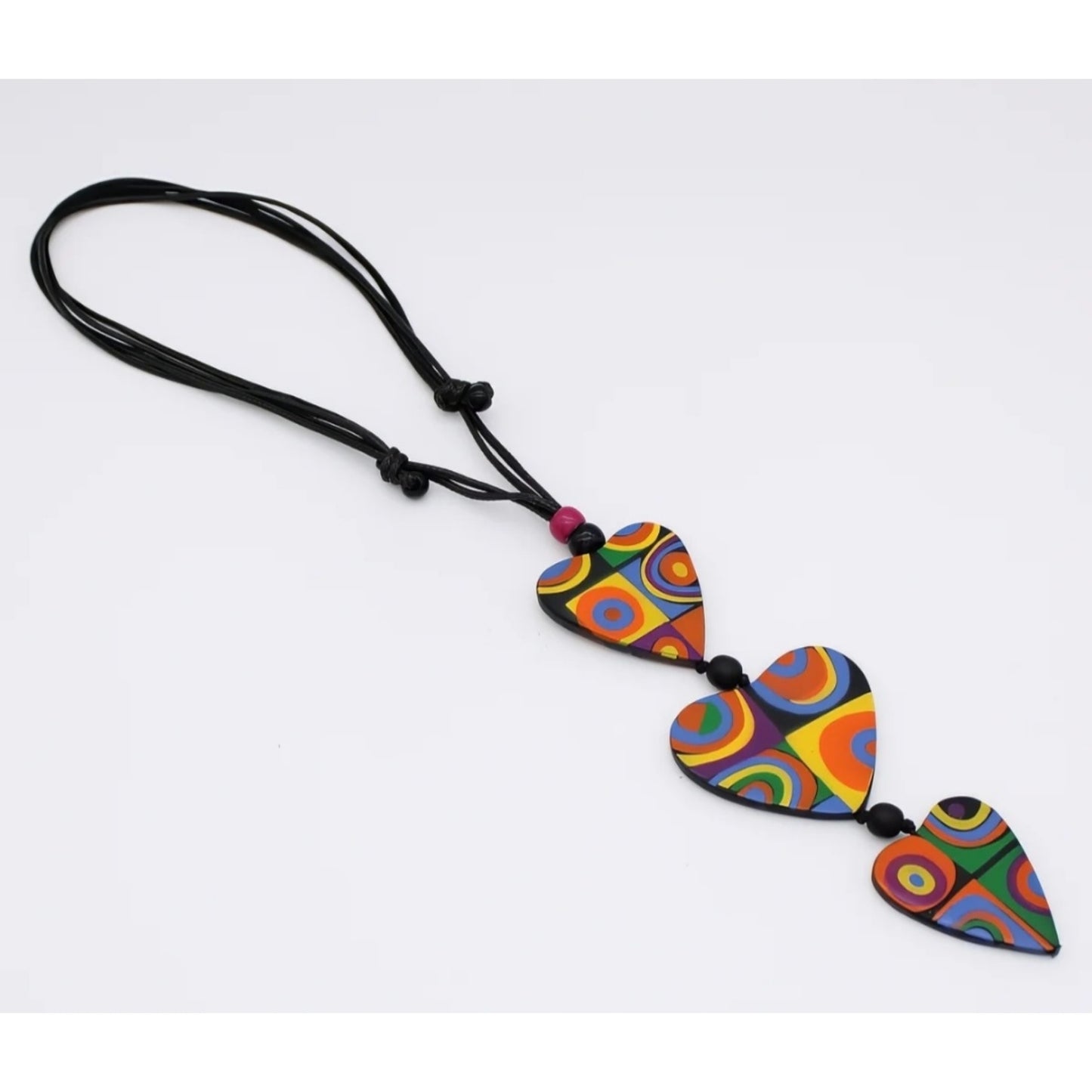 Mariee Multi-Color Triple Pendant Hearts Necklace