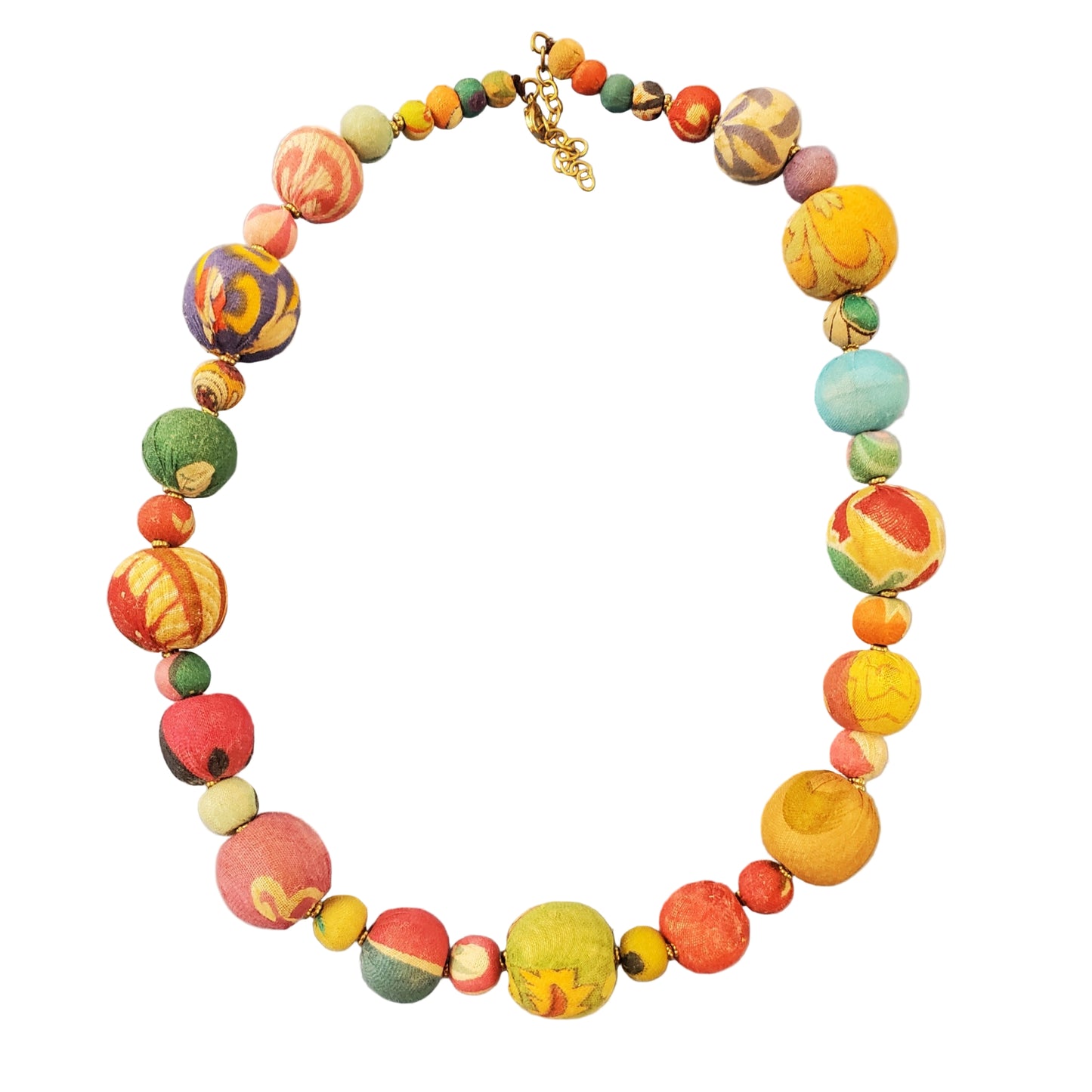 Single Strand Kantha Necklace Light Gold Bead Accents