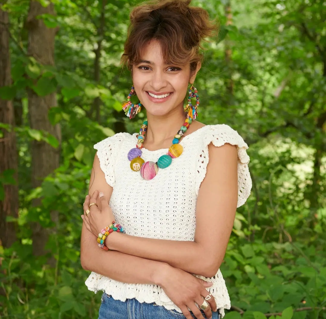 Kantha Halve Bead Necklace