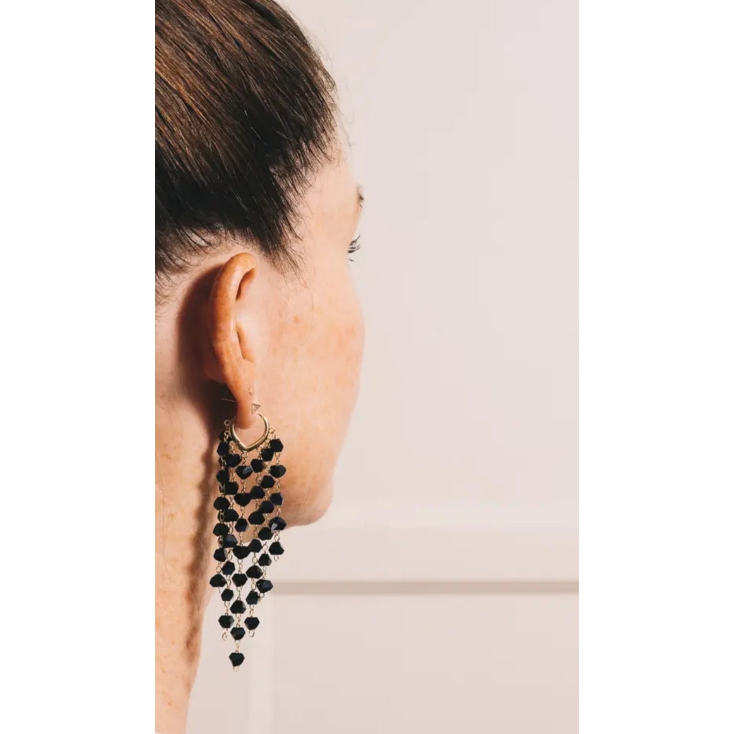 Jet Black Crystal Dangle Earrings
