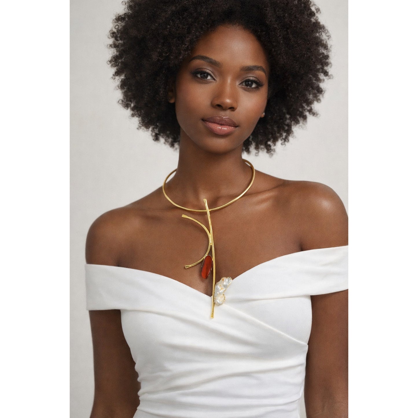 Baroque Pearl Agate Chocker Necklace 18 Karat Pmated