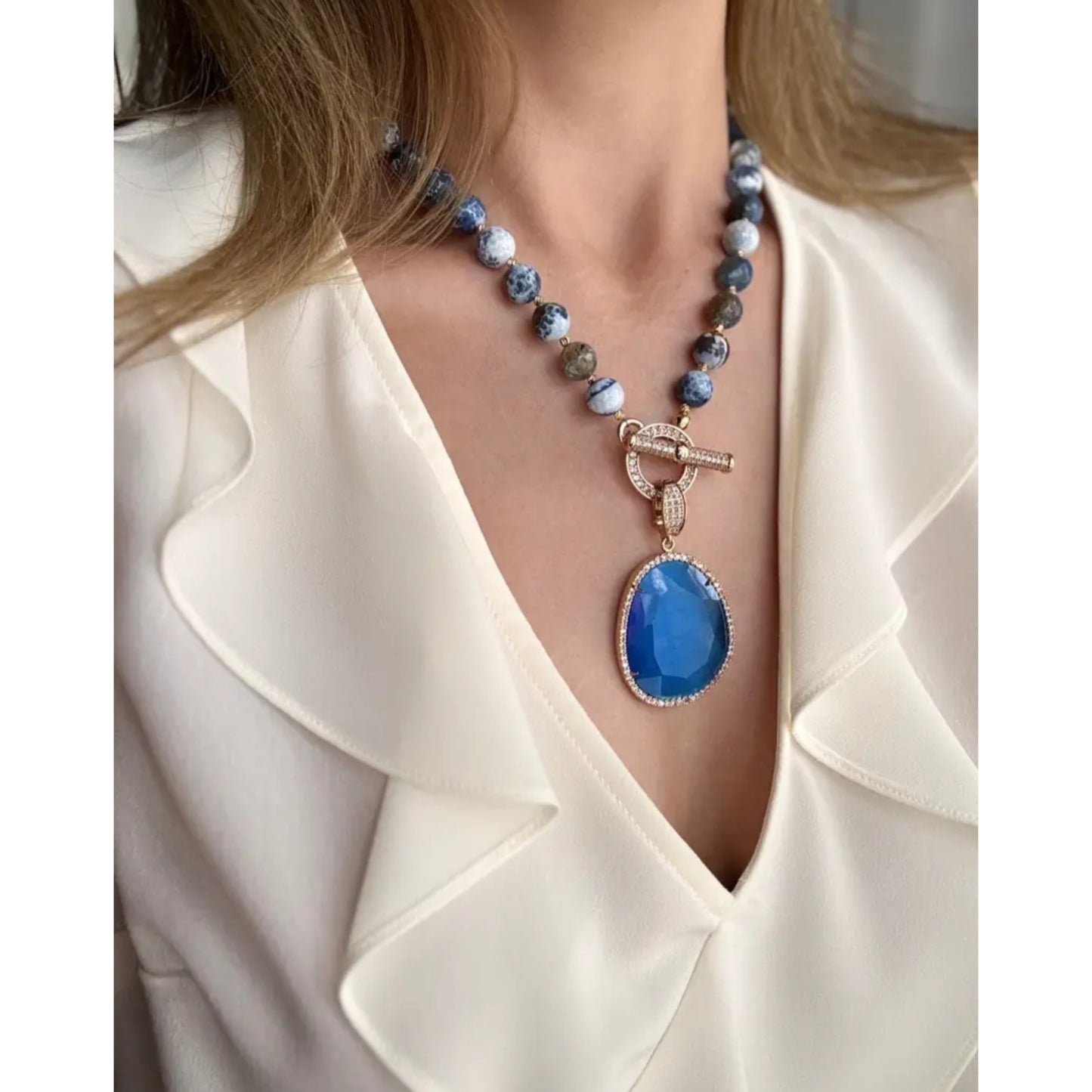 Blue Agate Chocker Necklace