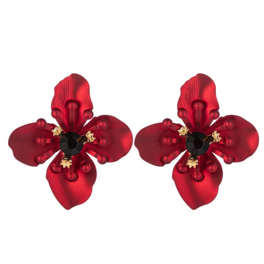 Red Jasmin Flower Earrings