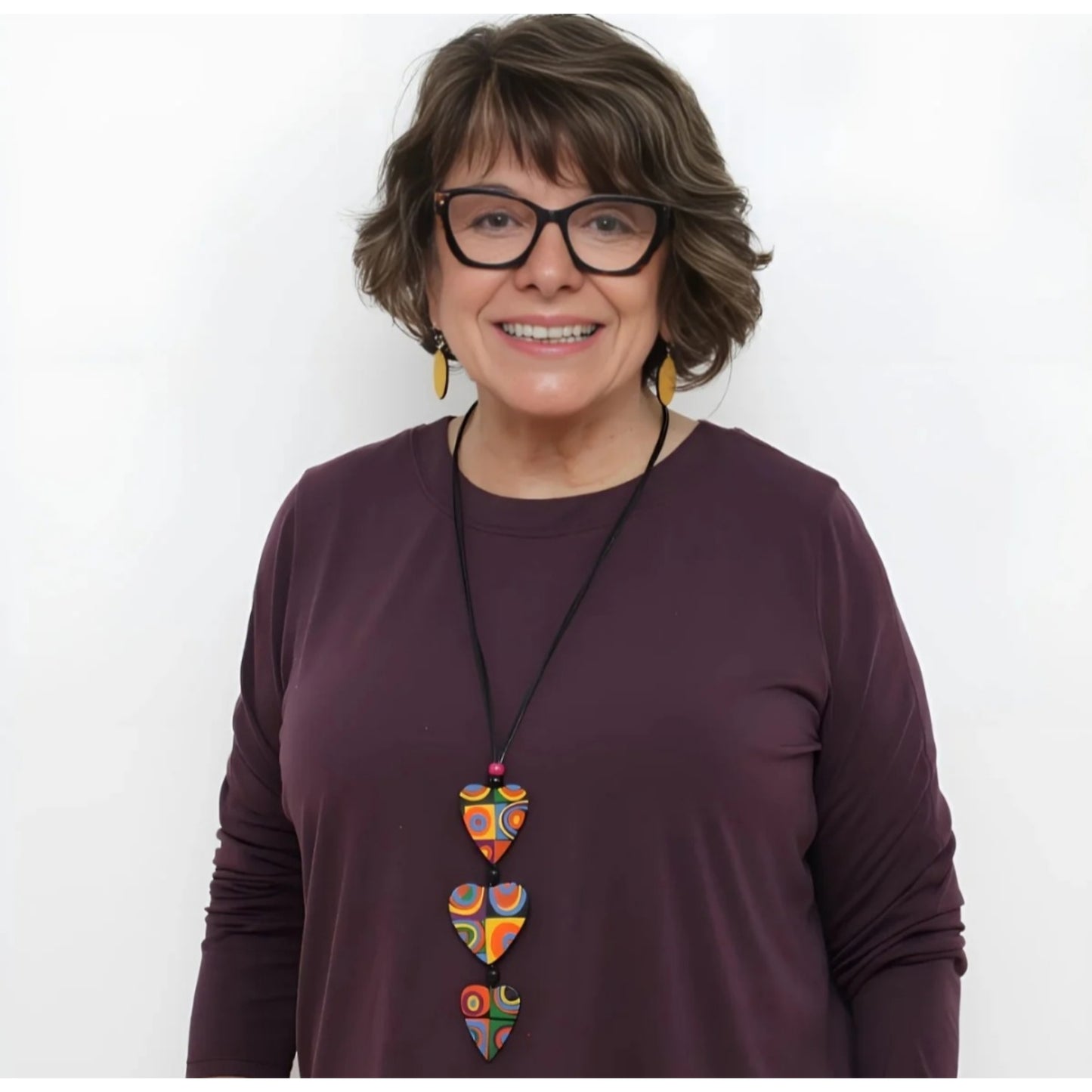 Mariee Multi-Color Triple Pendant Hearts Necklace