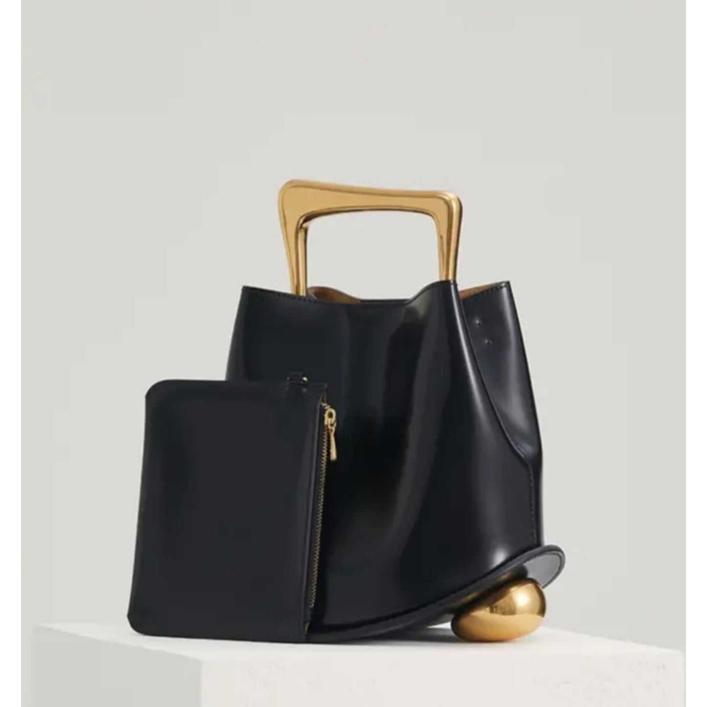 Ozzy Black Leather Gold Limited Edition Handbag