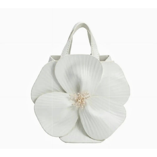 Monroe Ivory White Flower Vegan Handbag