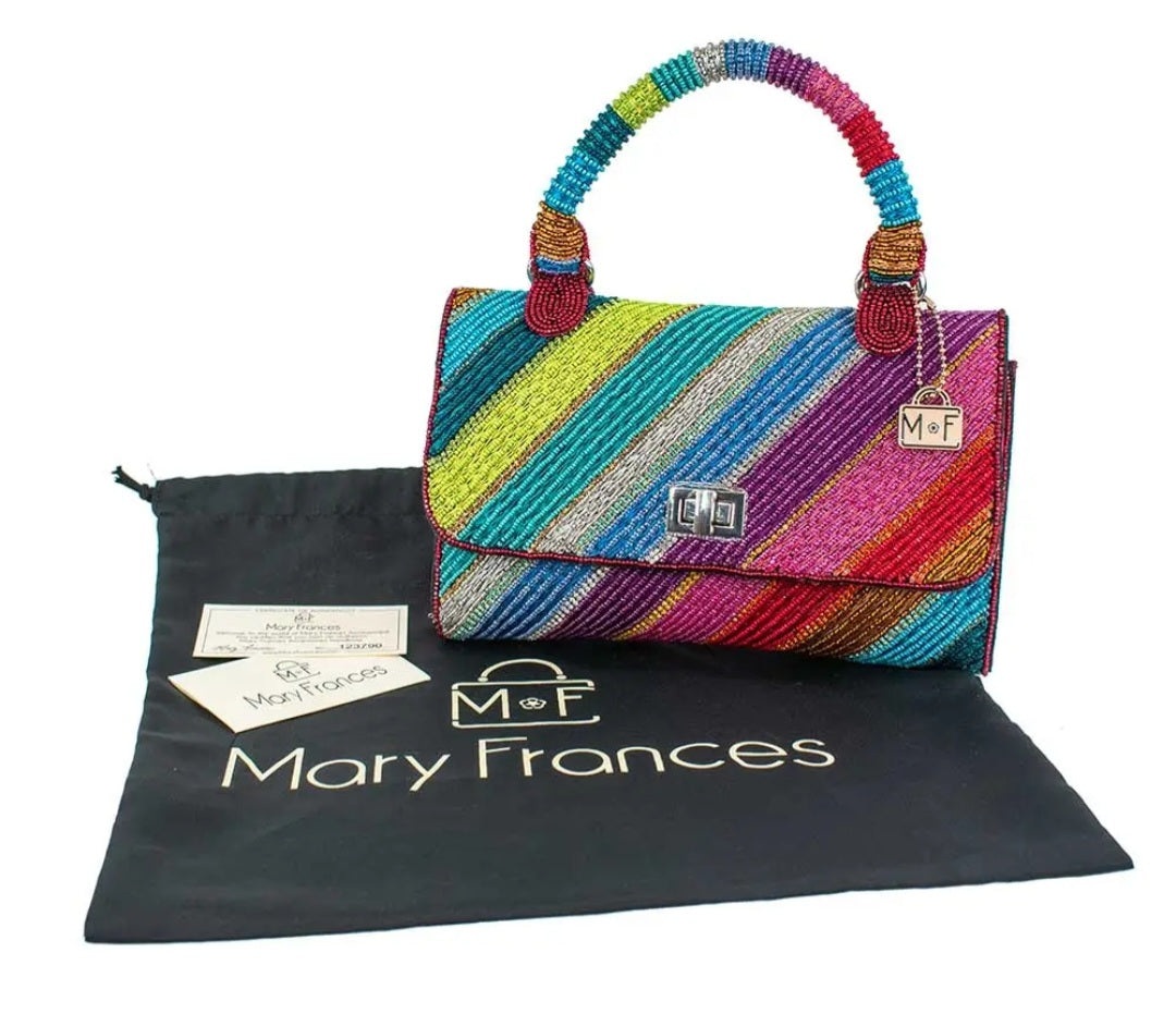 Out of Line Beaded Stripes Top Handle Handbag