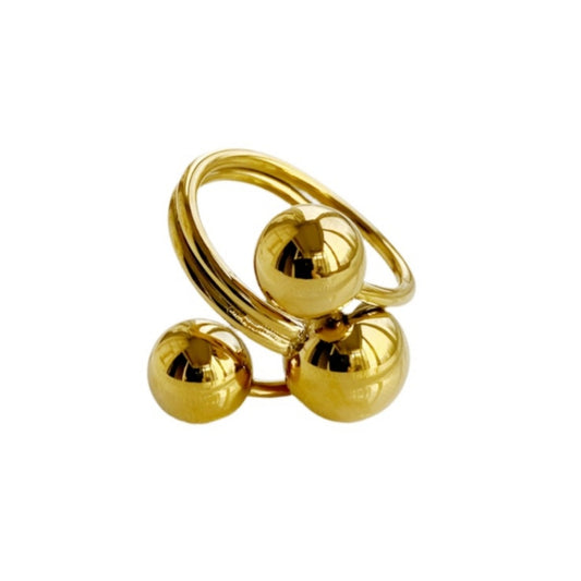 Statement Ring Triple Ball Ring: Bold Minimalism for Every Occasion