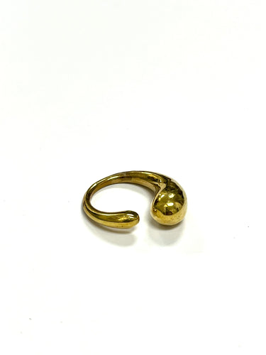 Gold Toned Brass Modern Wrap Double Chunky Bold Ring