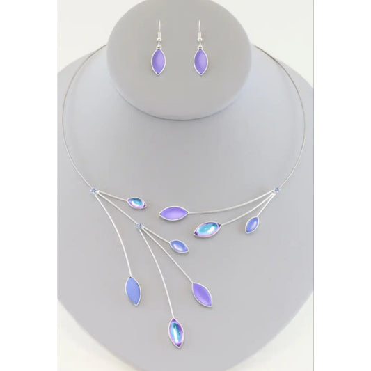 Pale Blue Lavender Hues Necklace Set