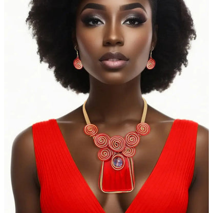 Vibrant Striped Necklace & Earring Set