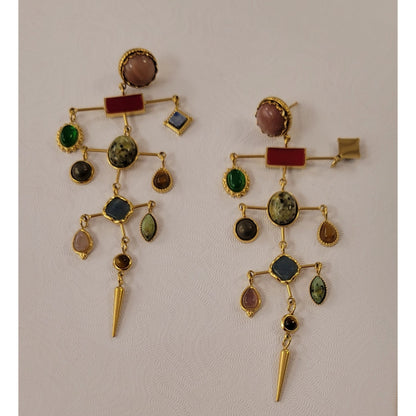 Semi Precious Stone 18 Karat Plating