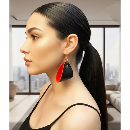 Black & Red Faux Leather Earrings She She's Closet