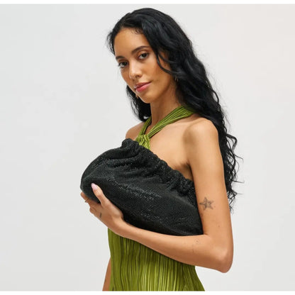Hazel Black Rhinestone Clutch Bag