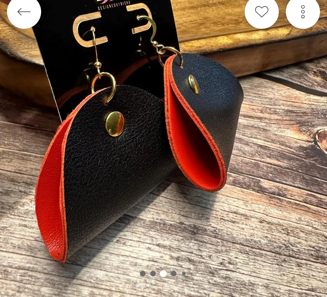 Black & Red Faux Leather Earrings She She's Closet