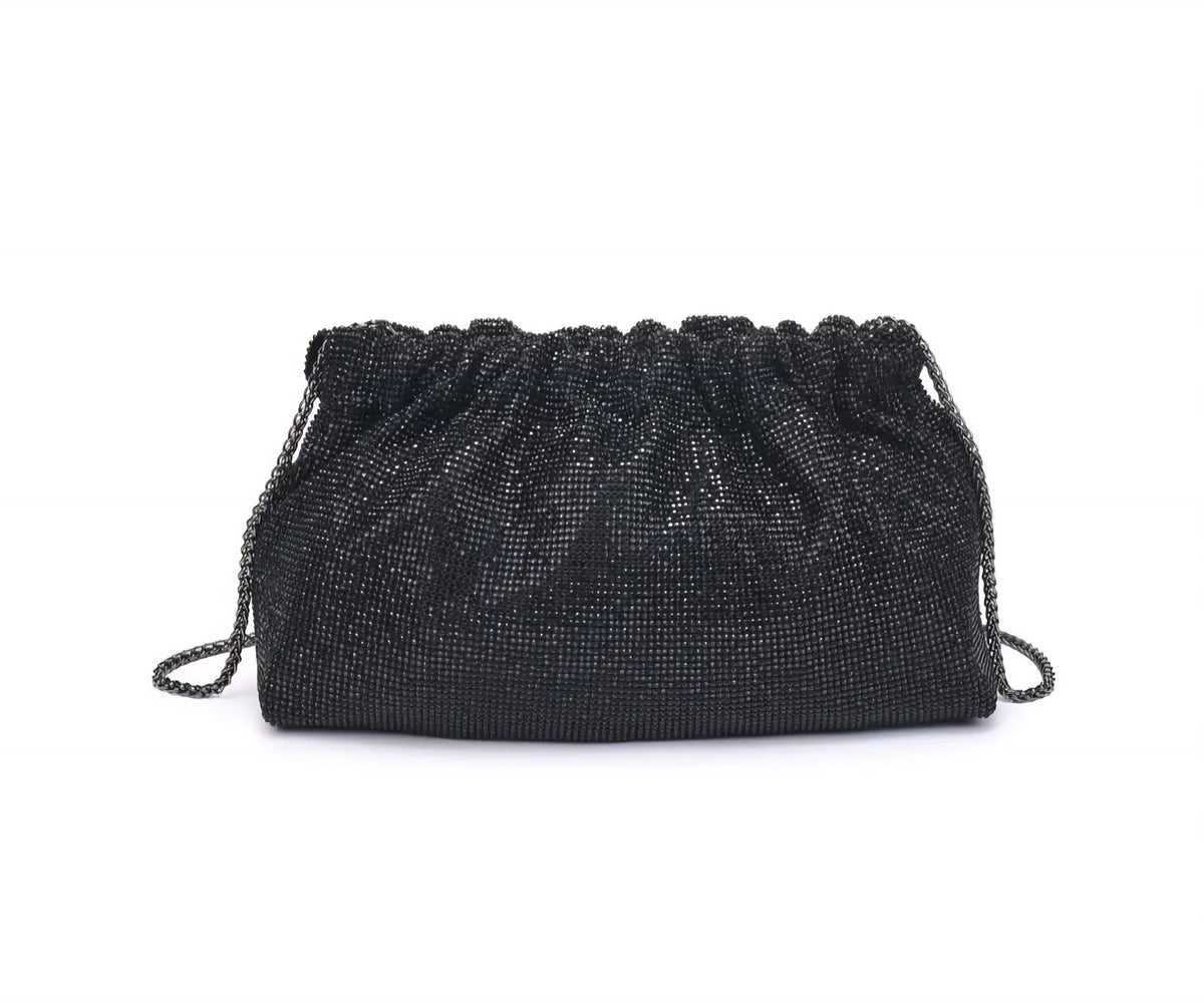 Hazel Black Rhinestone Clutch Bag