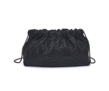 Hazel Black Rhinestone Clutch Bag